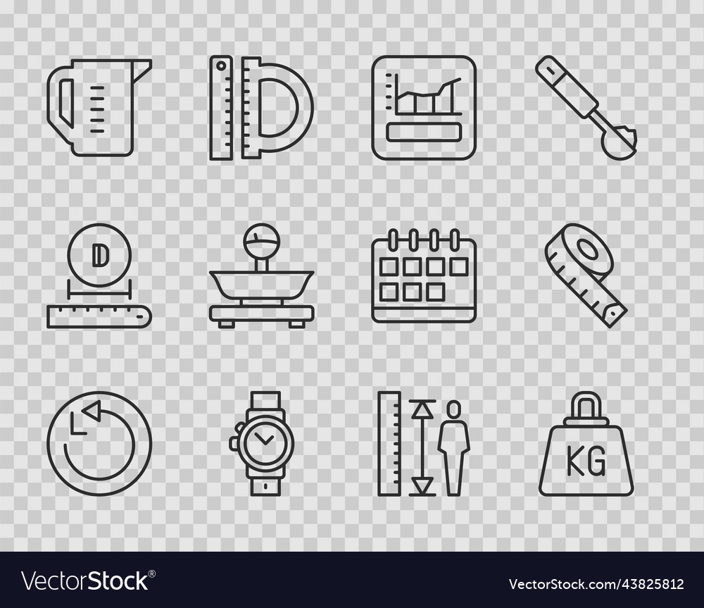 Set line radius weight graph schedule chart Vector Image Set line radius weight graph schedule chart