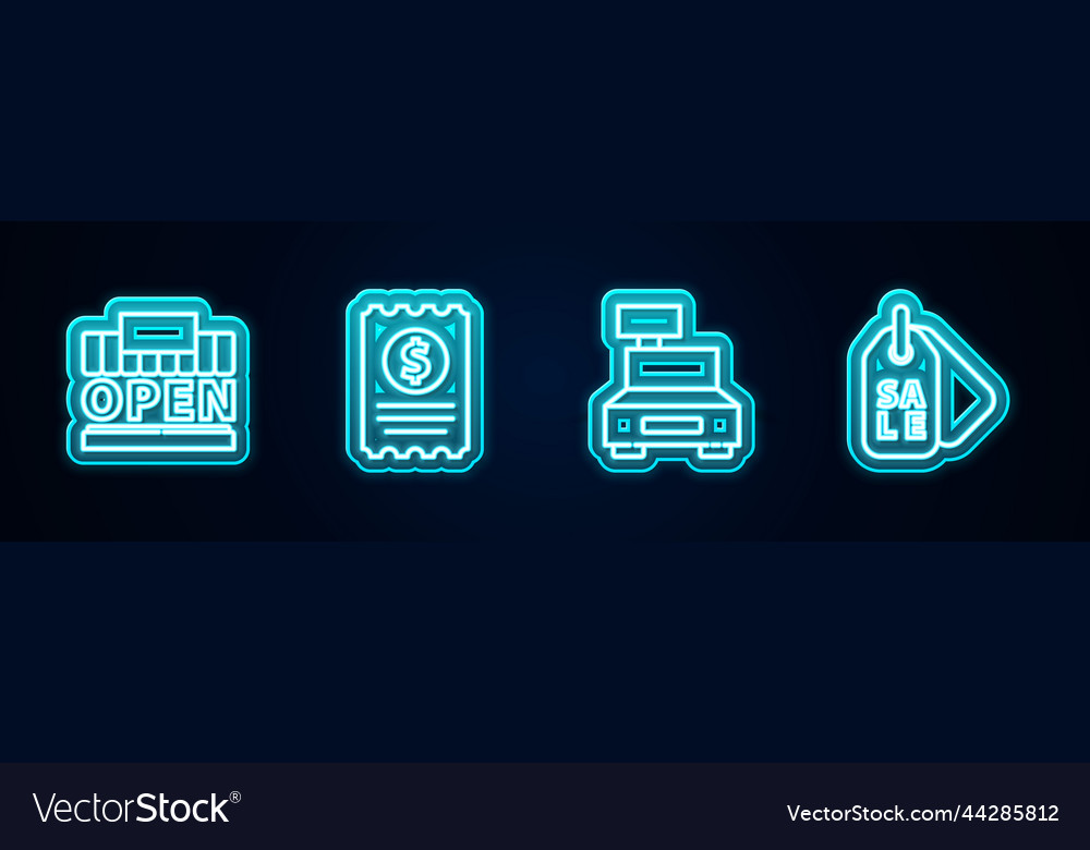 Set line shopping building and open paper check vector image Set line shopping building and open paper check