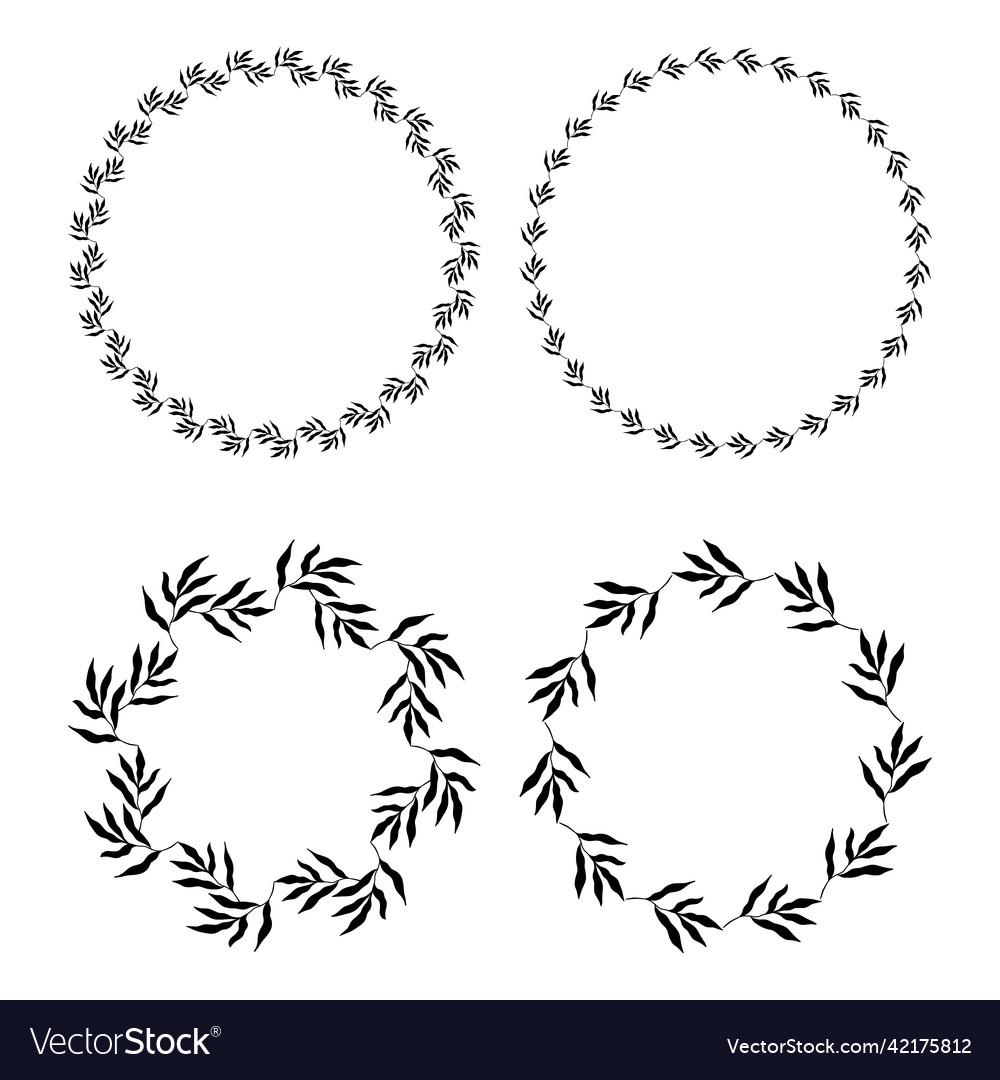 Set of circle botanical frames