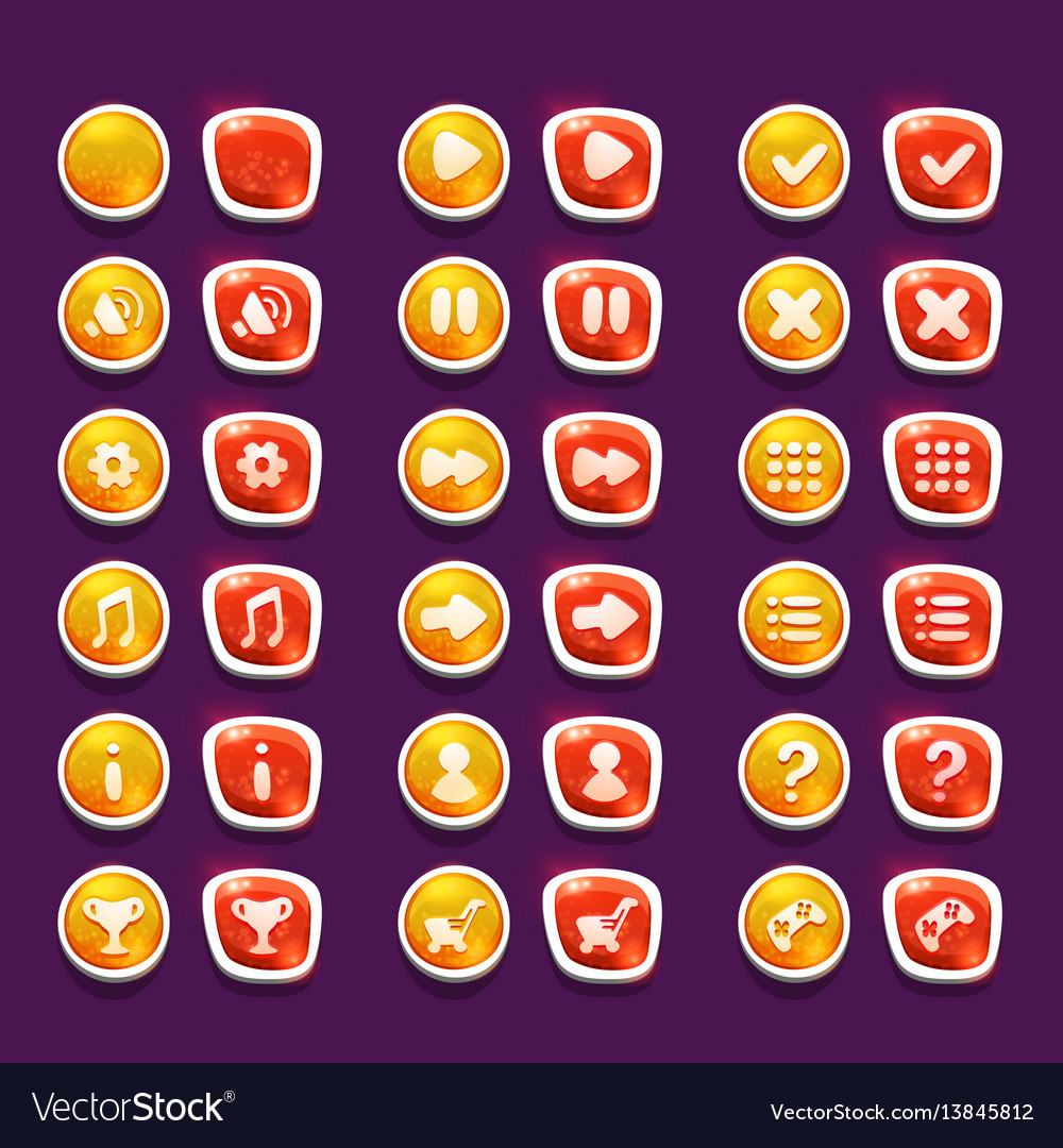 Shiny Red and Yellow Interface Buttons