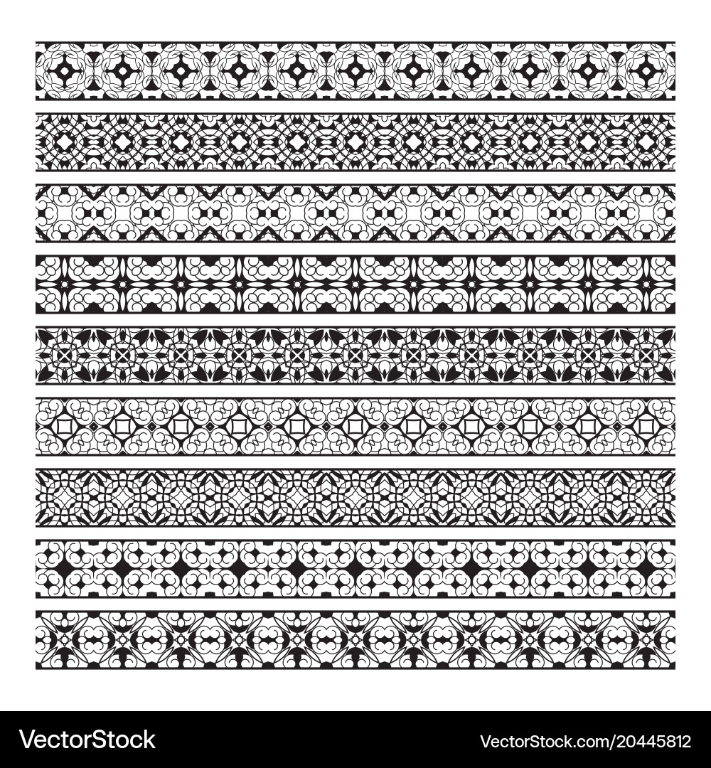 Traditional ornamental borders set page Royalty Free Vector