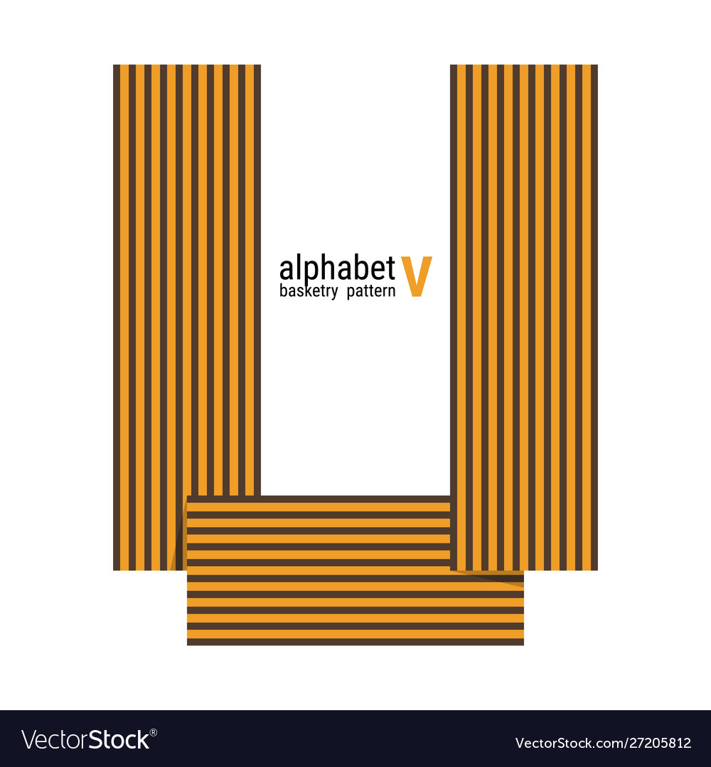 V - unique alphabet design with basketry pattern vector image V - unique alphabet design with basketry pattern