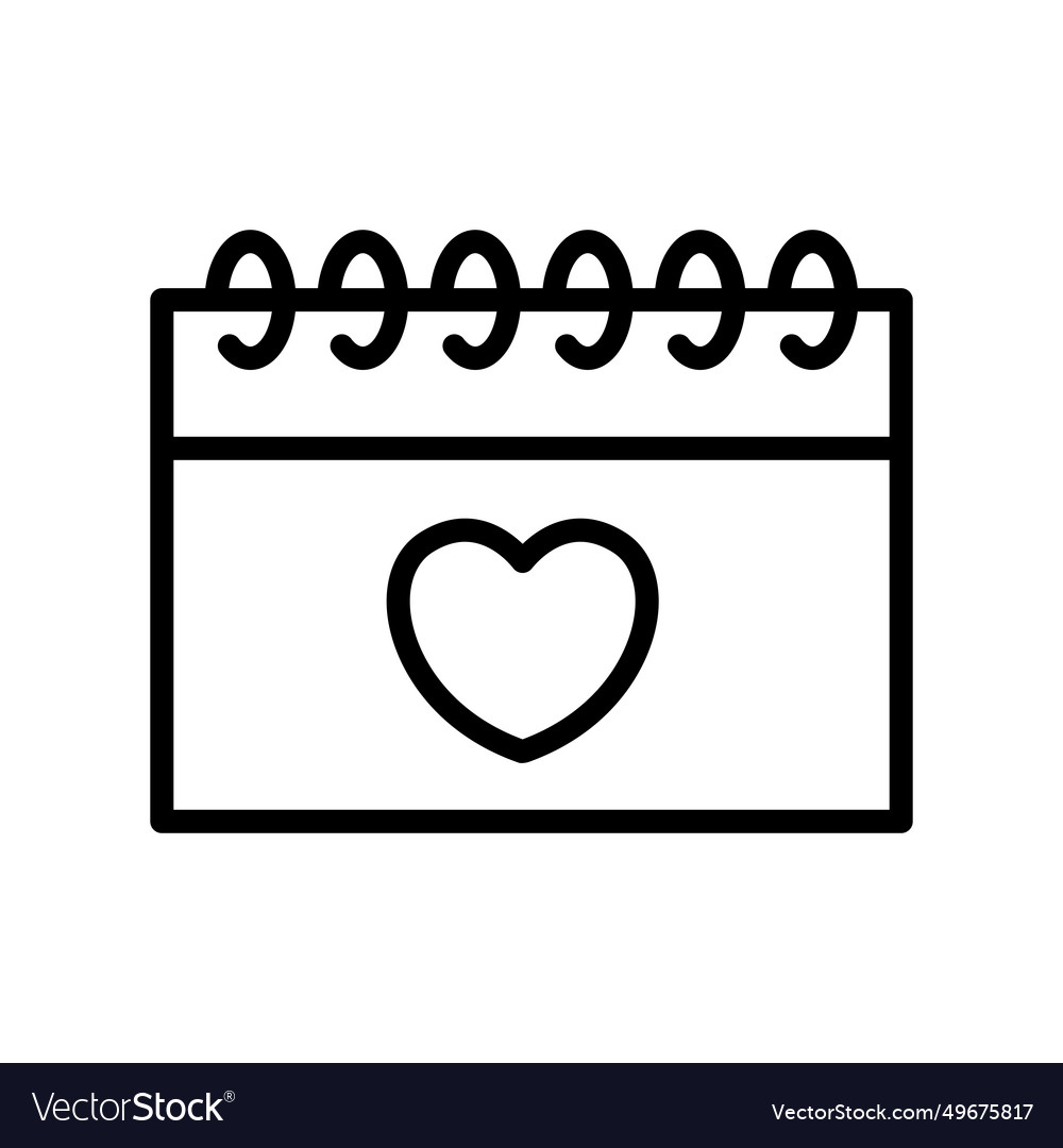 Calendar love line icon logo Royalty Free Vector Image