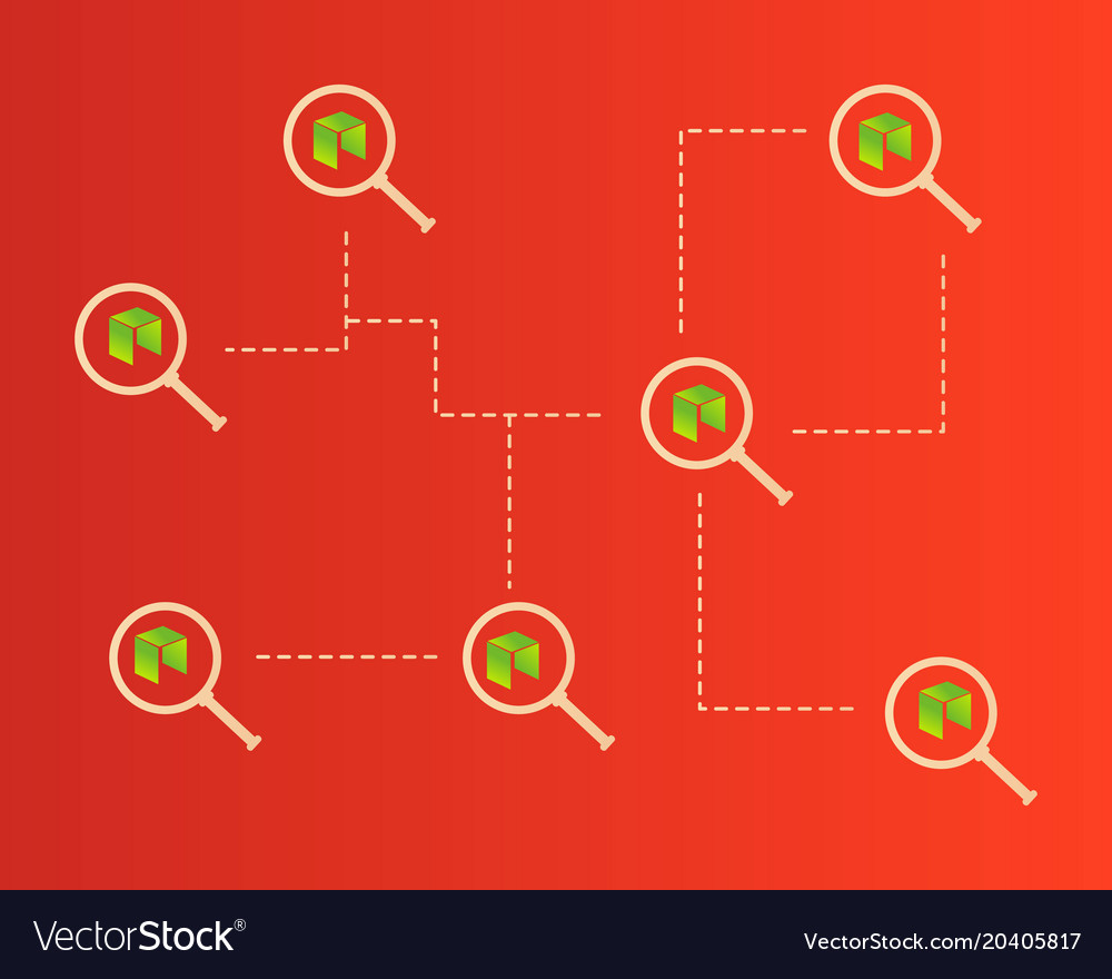 Cryptocurrency neo style with magnifying