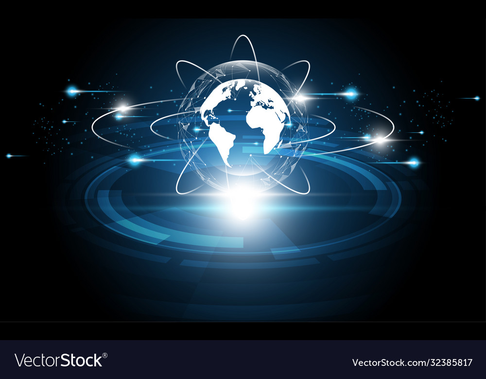 Global network connection world map abstract vector image Global network connection world map abstract