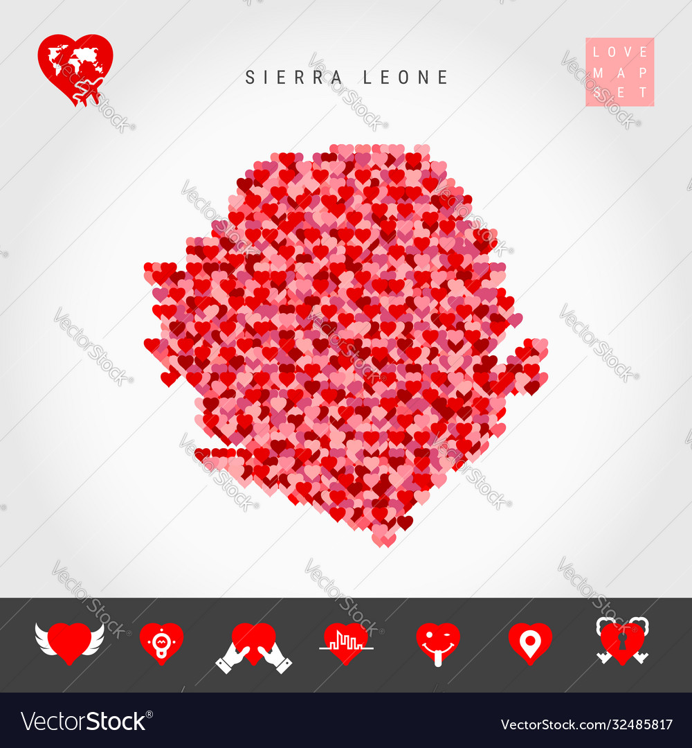 I love sierra leone red hearts pattern map