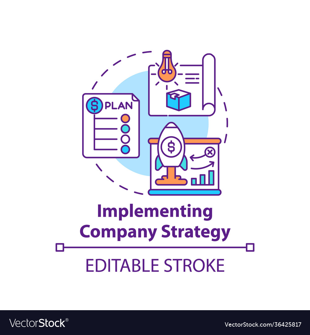 Implementing company strategy concept icon vector image Implementing company strategy concept icon