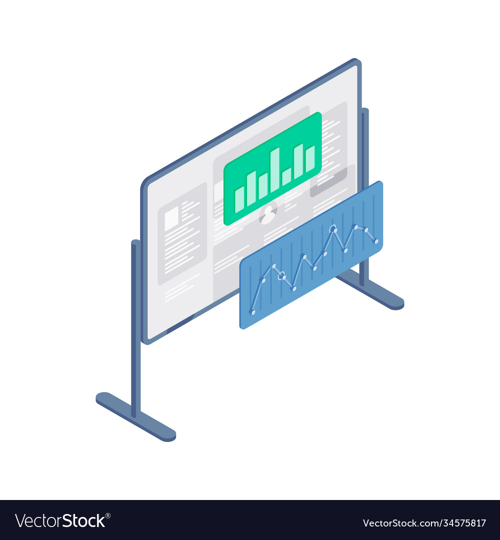 Isometric Whiteboard with Charts