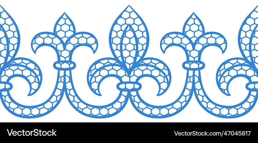Lace floral pattern seamless border with flowers Vector Image