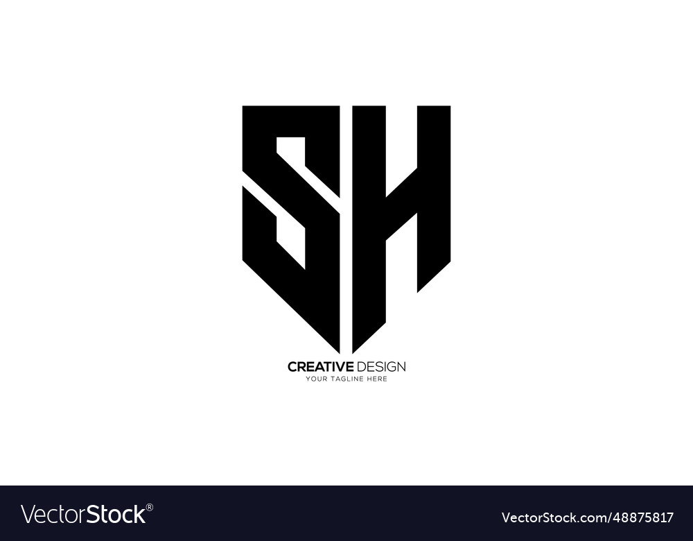 Letter sh with security protection shield shape