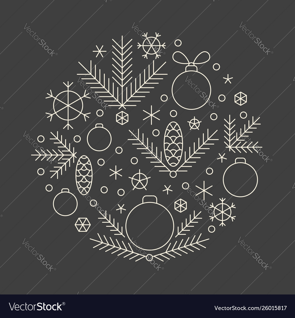 Minimalistic linear new year round ornament