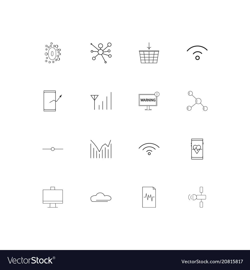 Network and database linear thin icons set