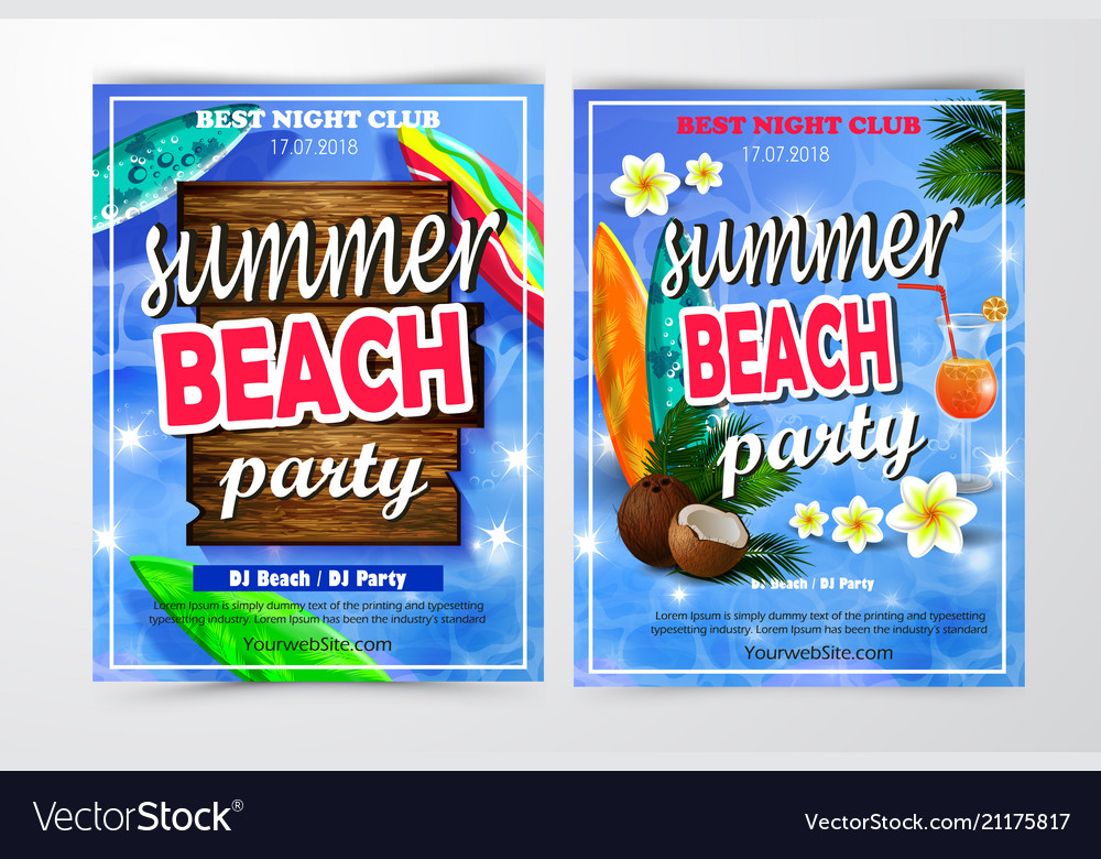 Poster for summer and beach party background Vector Image