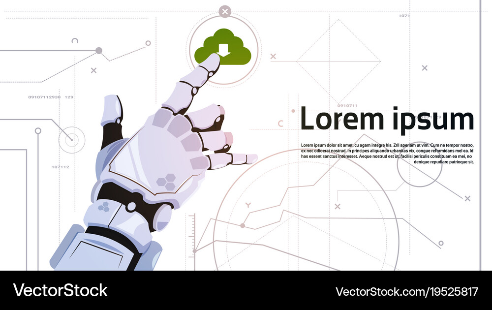 Robotic hand touch cloud database icon Royalty Free Vector