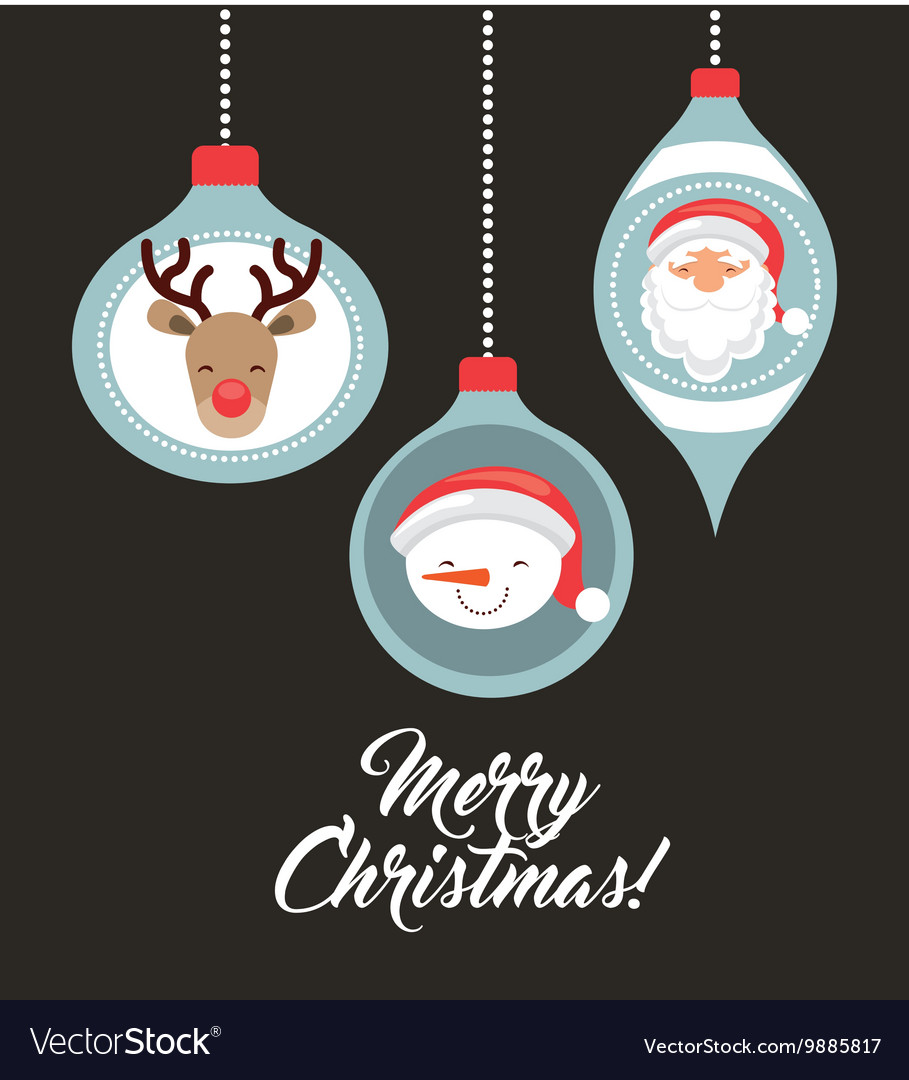 Santa reindeer and snowman icon merry christmas