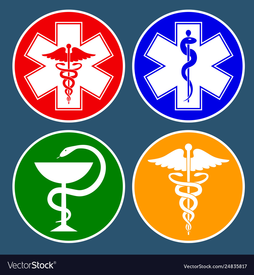 Set medical international symbols decorated Vector Image