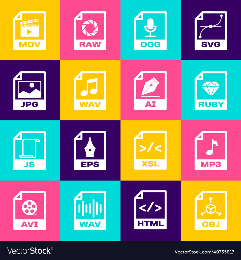 Set obj file document mp3 ruby ogg wav and jpg