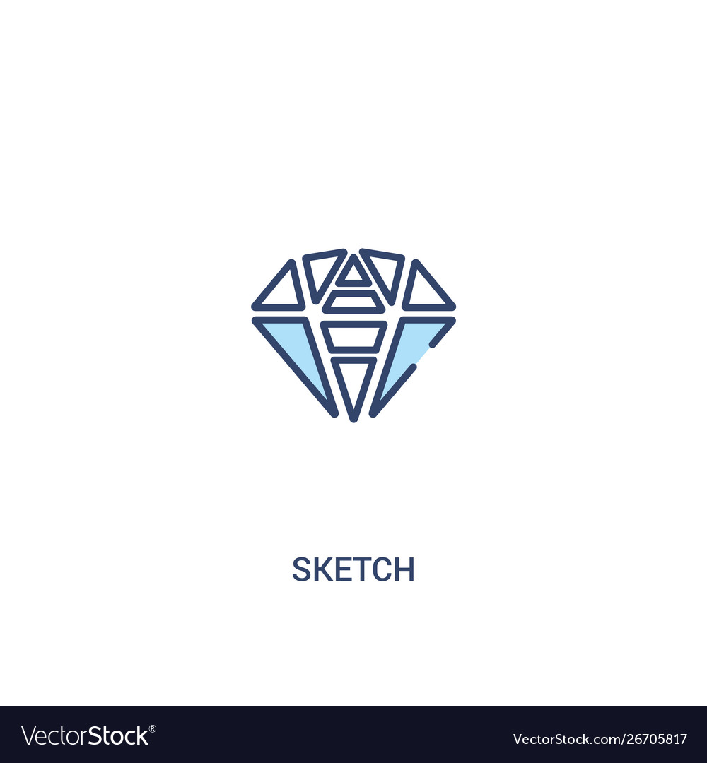 Sketch concept 2 colored icon simple line element vector image Sketch concept 2 colored icon simple line element