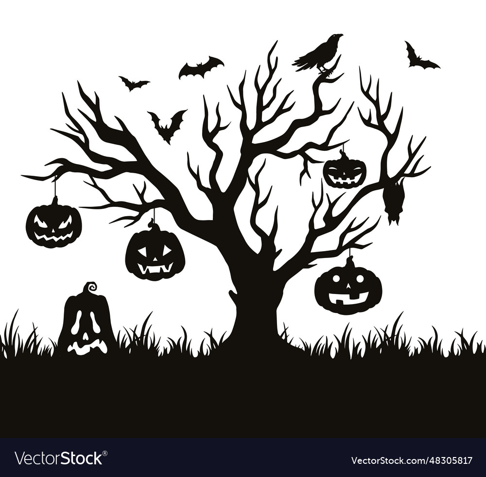 Spooky halloween party poster monochrome Vector Image