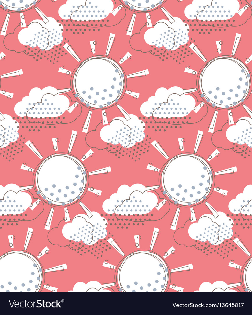 Sun with clouds seamless pattern
