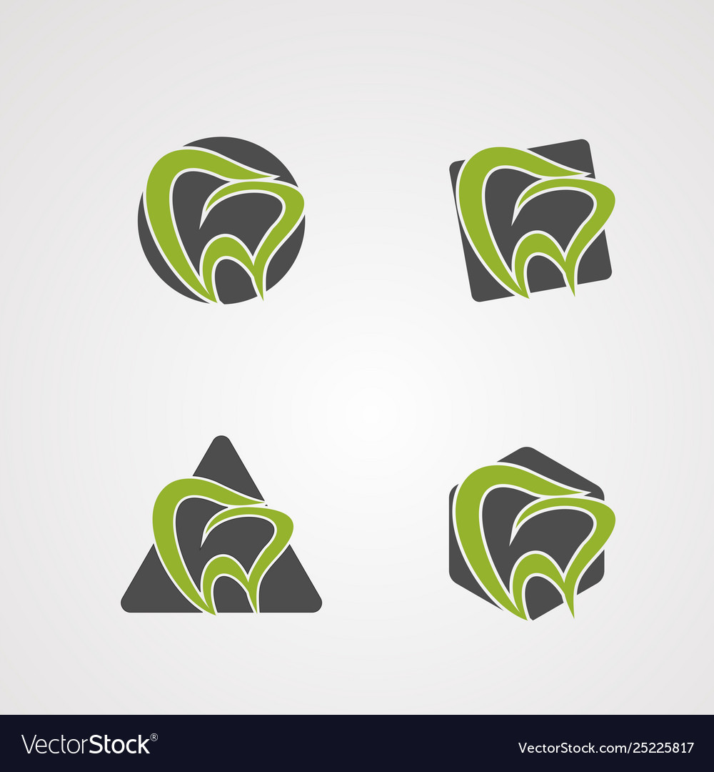 Tooth shape set logo icon element and template