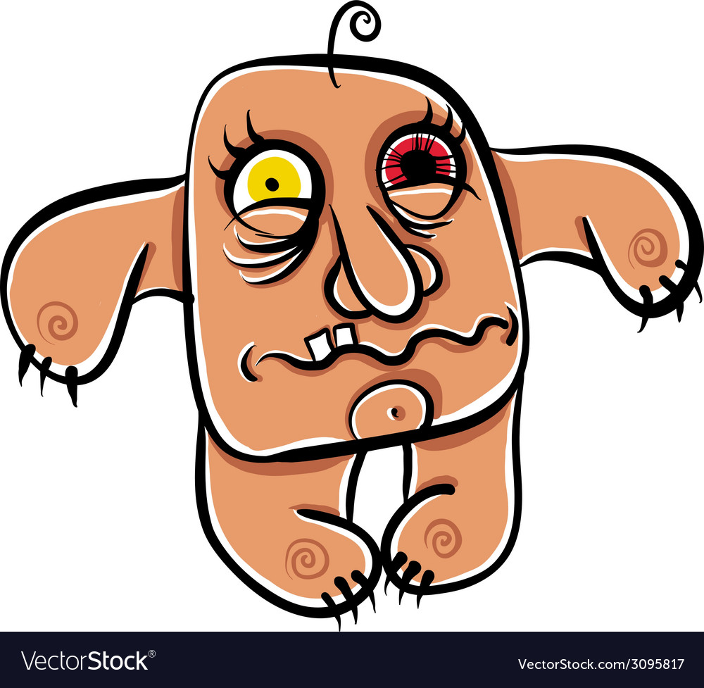 Weird cartoon monster absolute crazy numskull Vector Image