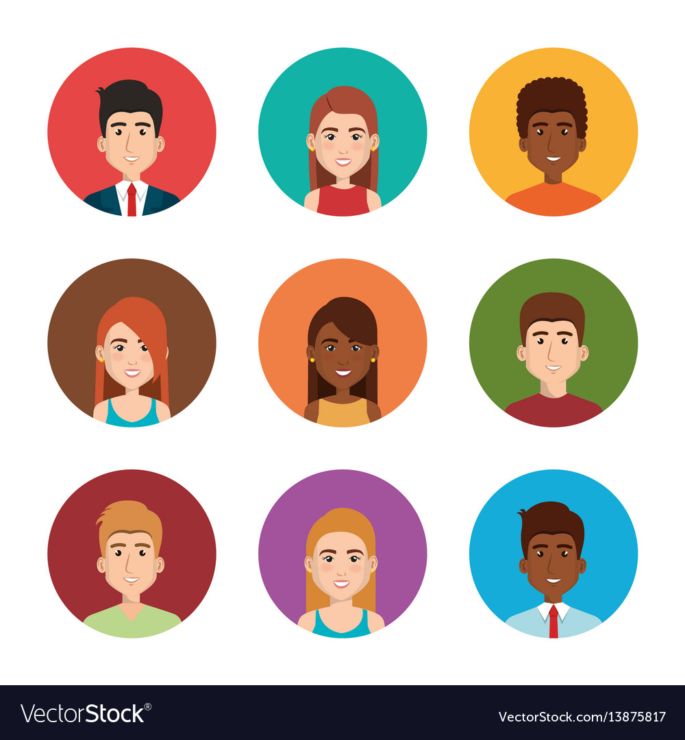 Young people avatars group Royalty Free Vector Image