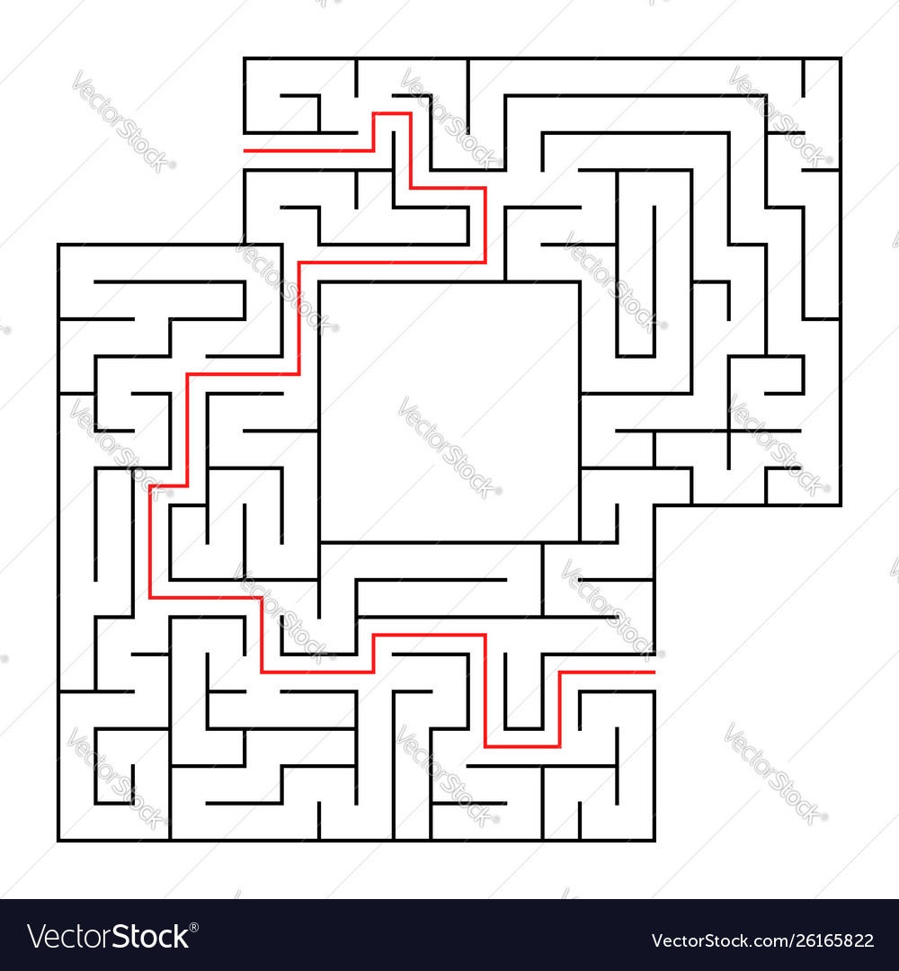 A square labyrinth with an entrance and exit vector image A square labyrinth with an entrance and exit