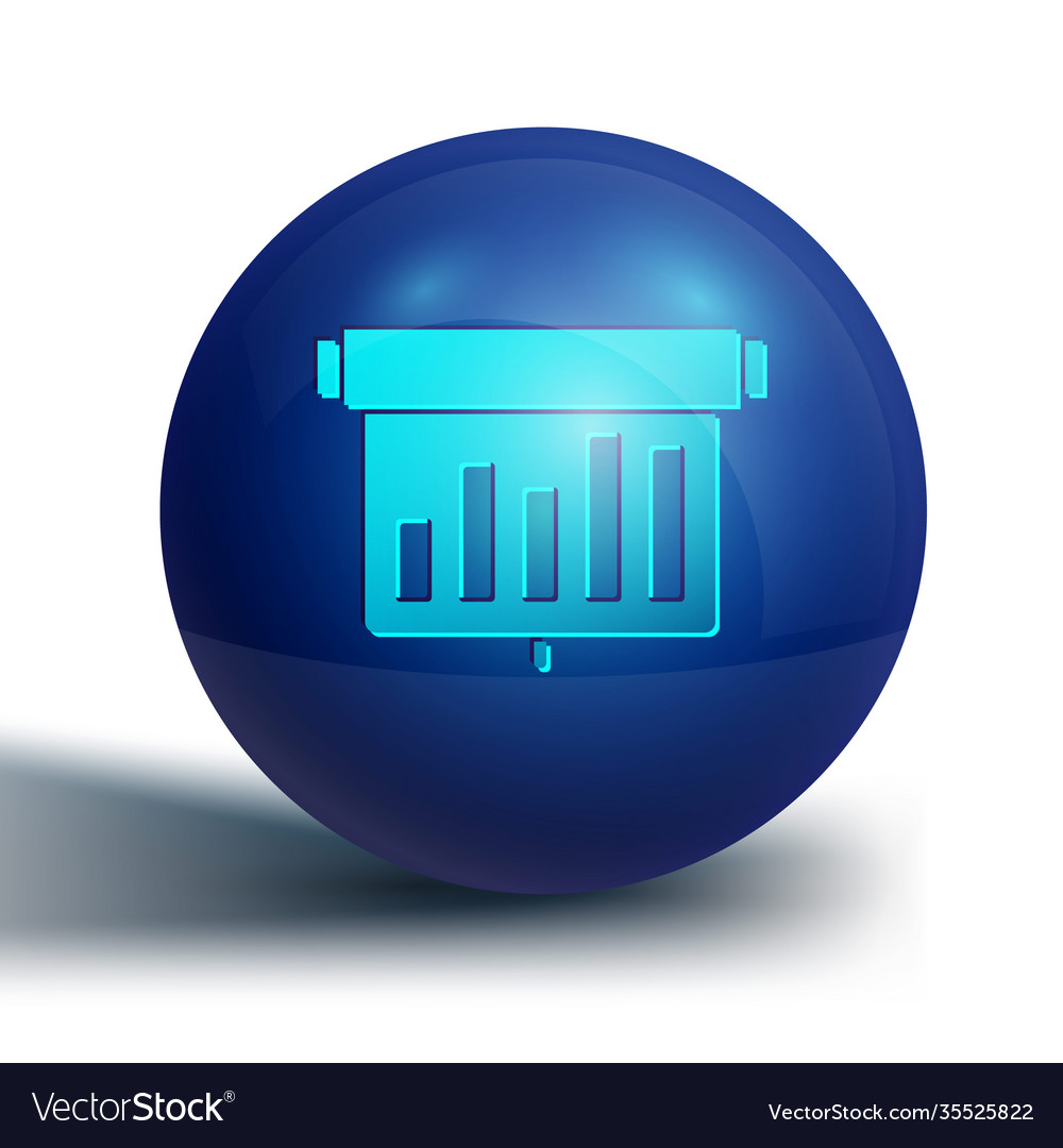 Blue board with graph chart icon isolated on white vector image Blue board with graph chart icon isolated on white