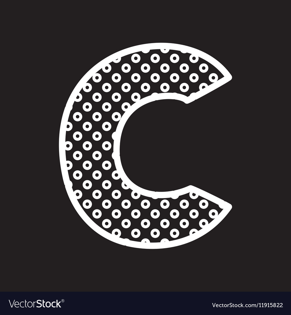 c alphabet letter with white polka dots on black vector image