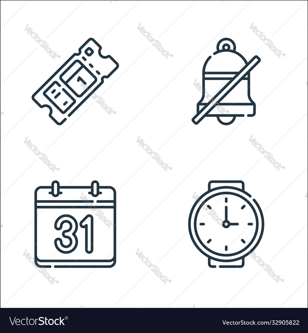 Calendar and date line icons linear set quality vector image Calendar and date line icons linear set quality