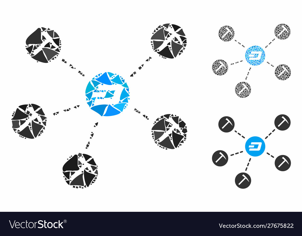 Dash mining network composition icon unequal vector image Dash mining network composition icon unequal