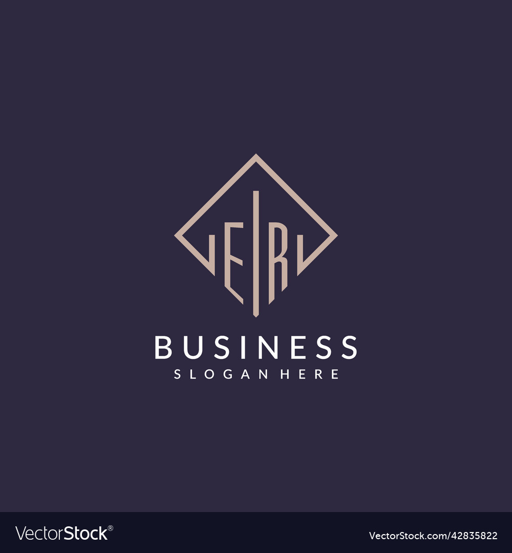 Er initial monogram logo with rectangle style
