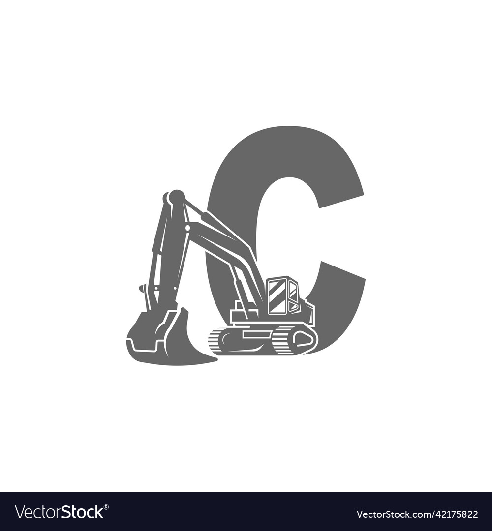 Excavator icon with letter c design