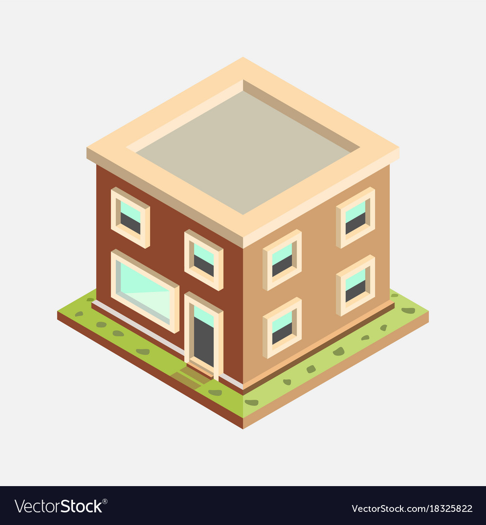 Download Flat 3d isometric house Royalty Free Vector Image