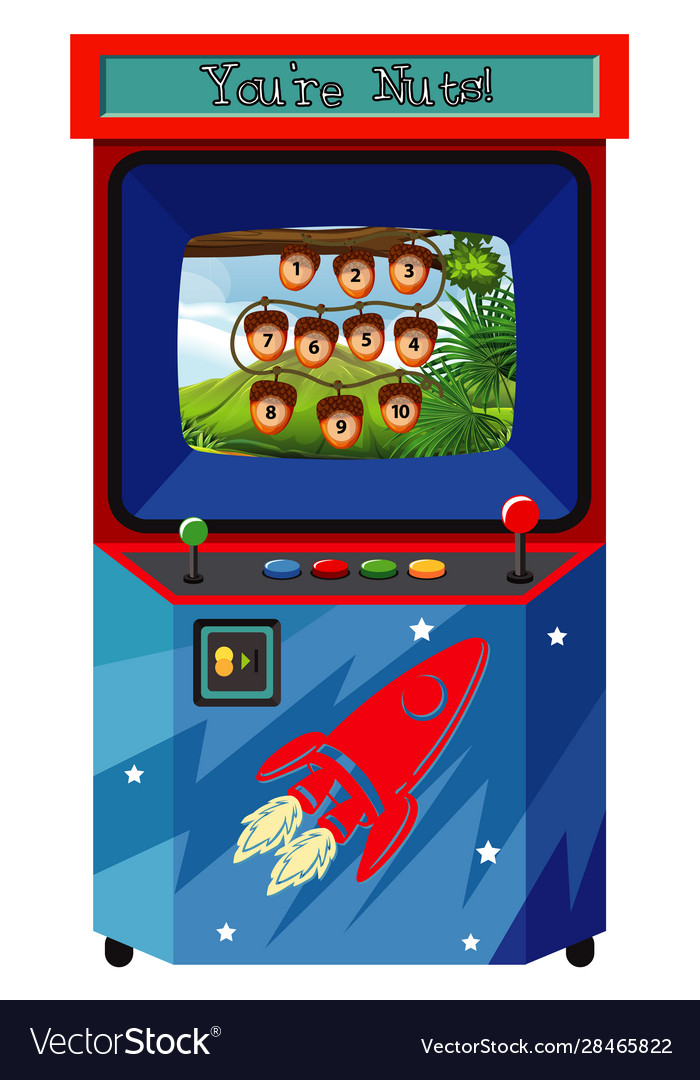 Game machine for counting numbers on isolated vector image Game machine for counting numbers on isolated