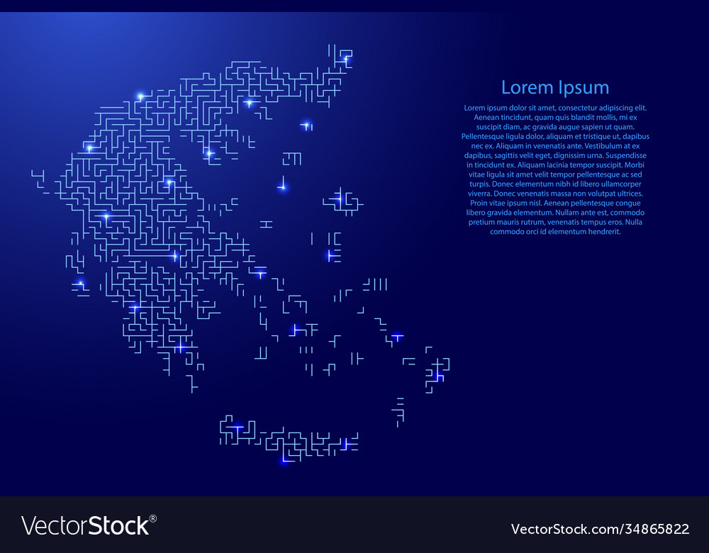 Greece map from blue pattern maze grid vector image Greece map from blue pattern maze grid