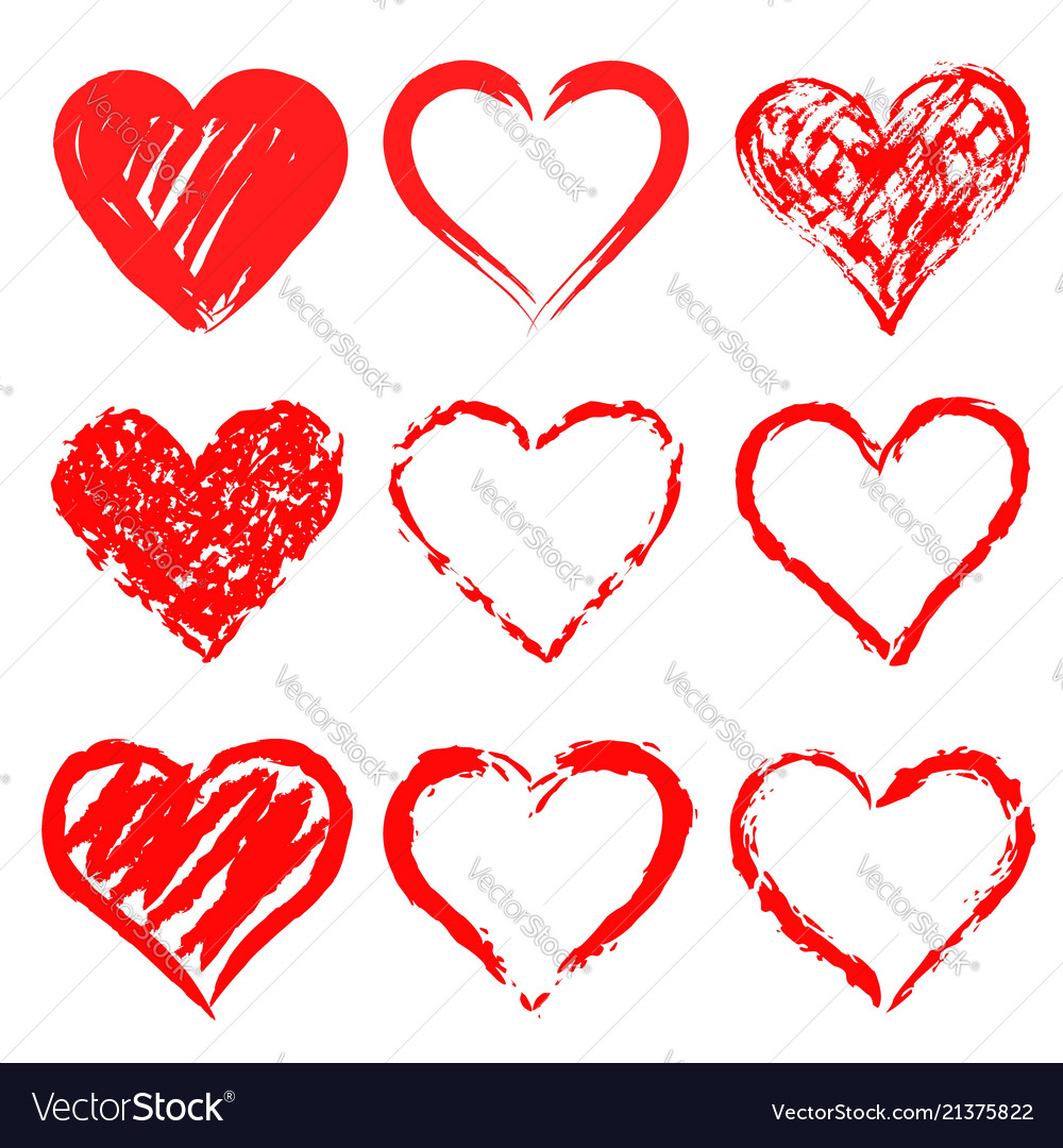 Hearts set hand drawn vector image Hearts set hand drawn