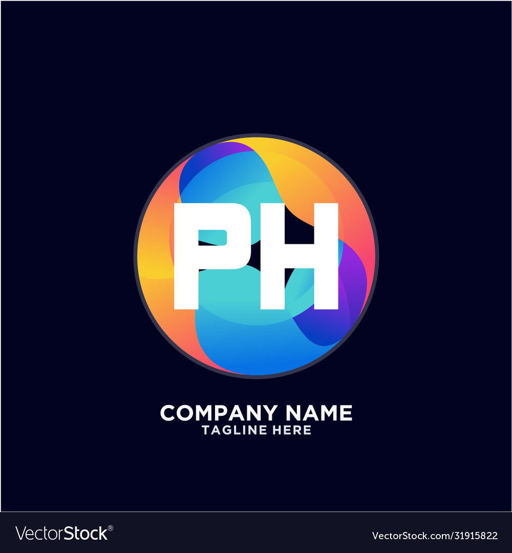 Ph initial logo with colorful circle template Vector Image