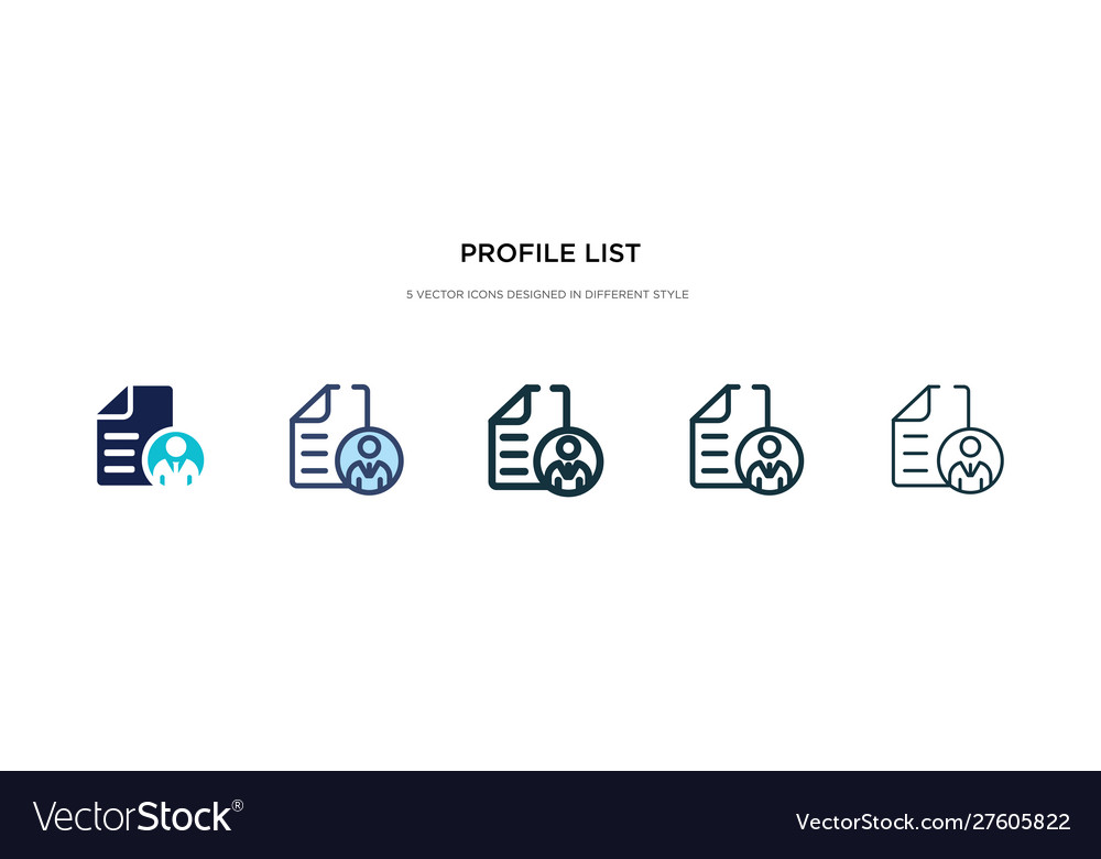 Profile list icon in different style two colored vector image Profile list icon in different style two colored