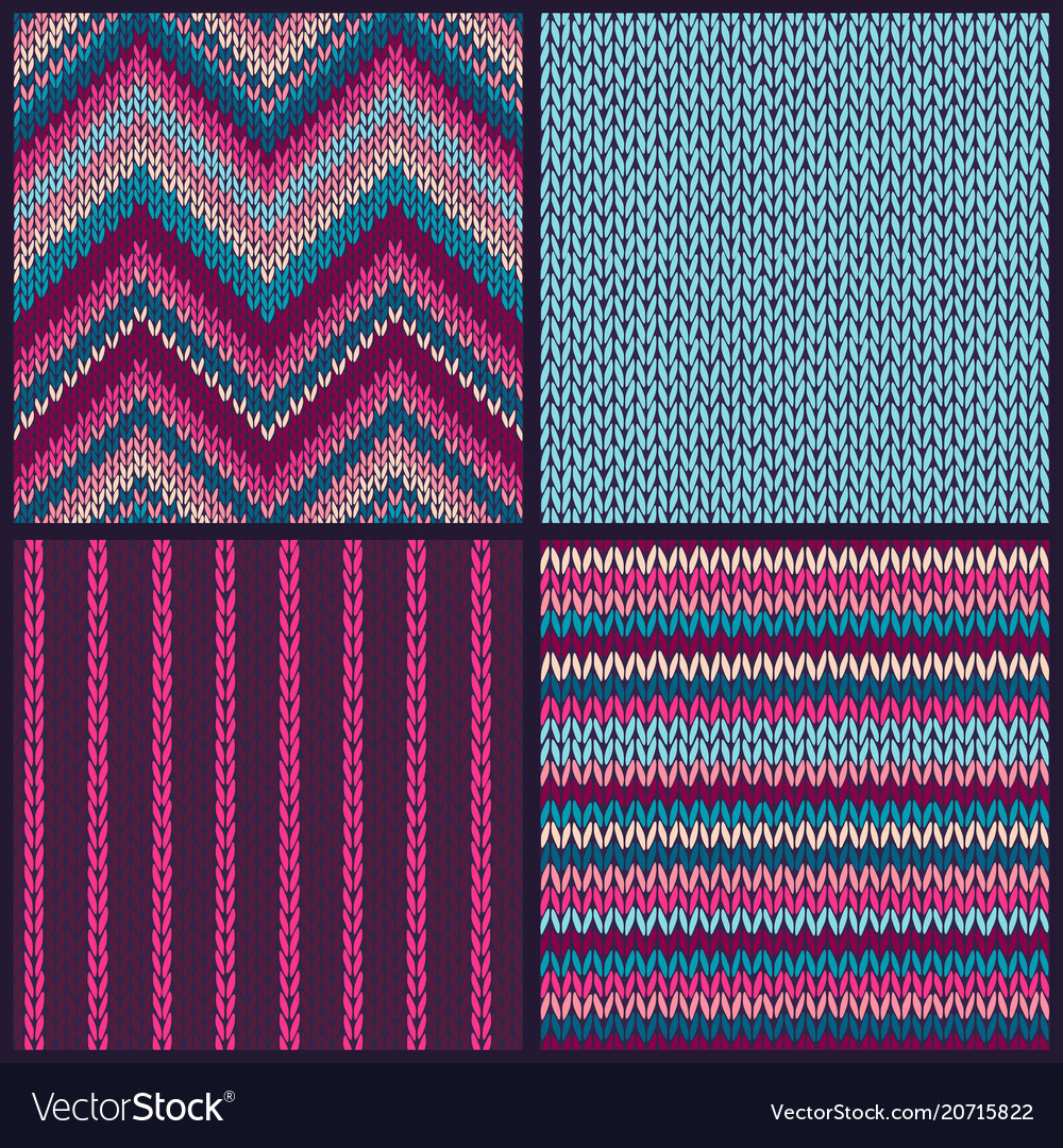 Seamless knitted pattern set of color backgrounds vector image Seamless knitted pattern set of color backgrounds