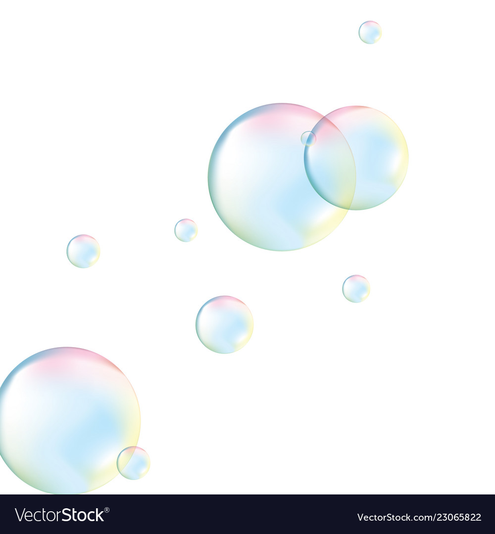 Transparent soap bubbles realistic