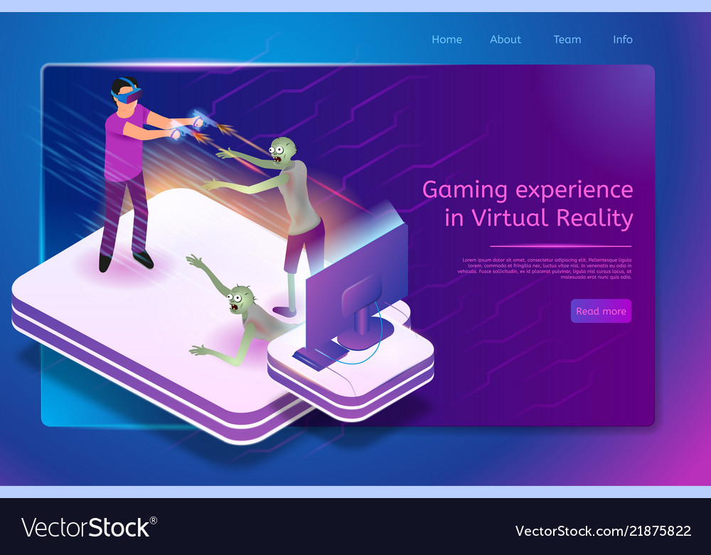 Virtual Gaming Service Isometric Web Banner Vector Image