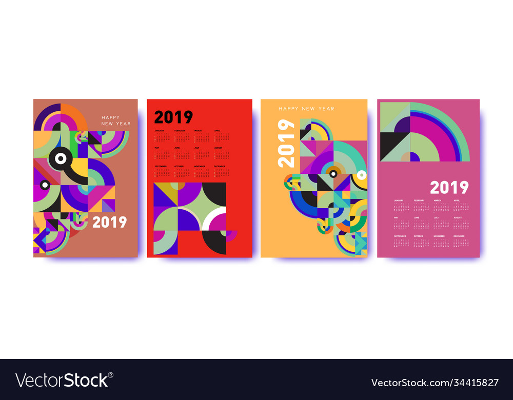 2021 calendar design template with colorful