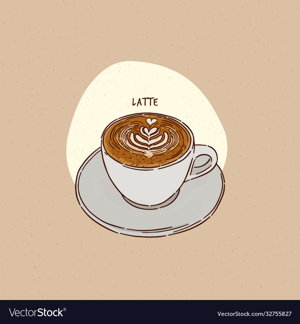 A cup latte hand draw sketch Royalty Free Vector Image