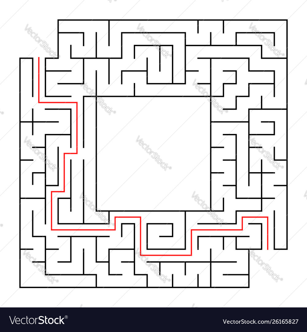 A square labyrinth with an entrance and exit Vector Image A square labyrinth with an entrance and exit