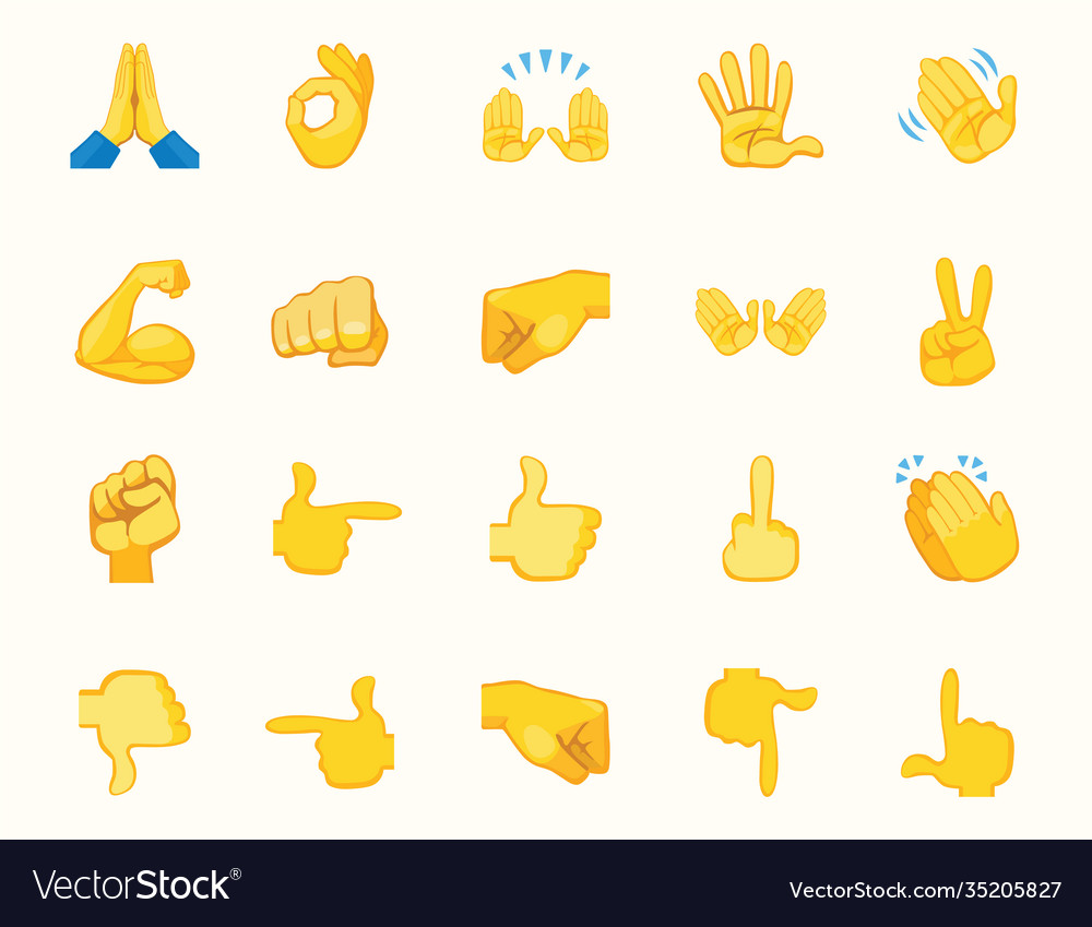 All hand emoji gesture hand gesture emoticons Vector Image