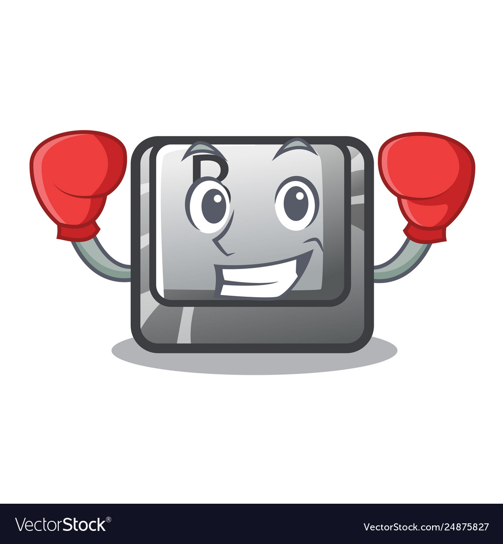Boxing button b installed on cartoon computer
