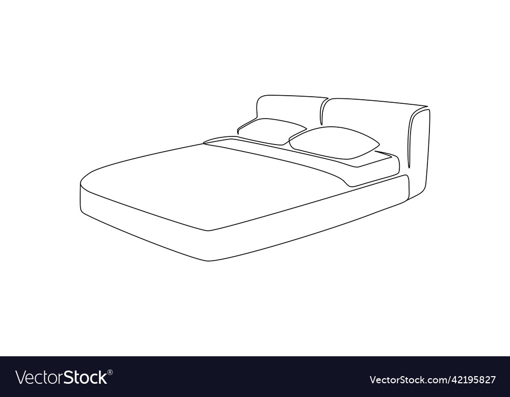 Continuous one line drawing of double bed