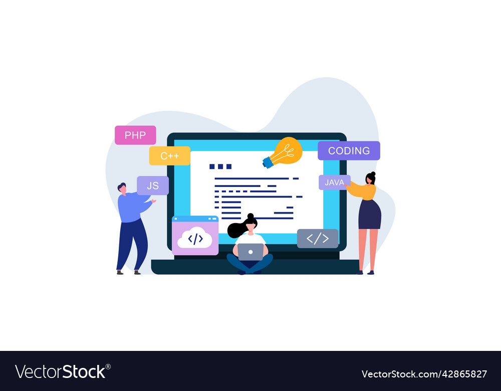 Developing programming and coding technologies vector image Developing programming and coding technologies
